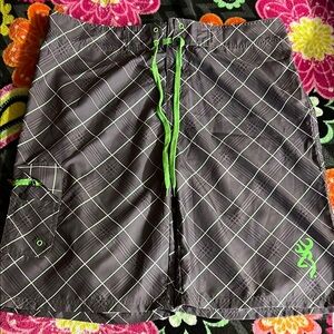 Men's Gray and Green Shorts